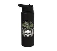 Gothic Dino on Skull Pastel Goth Kawaii Skeleton Stainless Steel Insulated Water Bottle
