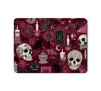 Gothic Dish Drying Mats For Kitchen Counter, Dark Red Skull & Cat Absorbent Rubber Mat, Halloween PU Leather Drying Pad For Coffee Bar Protector 18x24 Inch