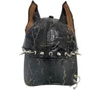 Gothic Dog Ear Hat Retro Punk Rivet Long Ear Baseball Cap Pu Leather Y2k Baseball Cap Spike Animal Ear Snapback Hat for Women Men
