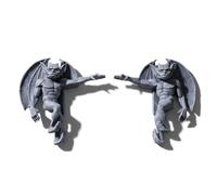 Gothic Door Frame Gargoyle Statue | Resin Door Topper Wall Sculpture | Mythical Guardian Gargoyles for Home, Garden & Halloween Decor | Easy to Hang | Left, Right (A Pair)