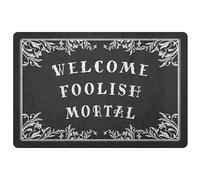 Gothic Door Mat,Funny Doormat,Goth Welcome Mat,Witchy Home Decor,Indoor Spooky Doormat,Welcome Foolish Mortal Halloween Doormat 24x16 Inch