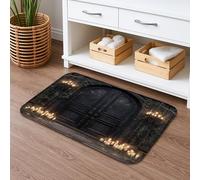 Gothic Door Quick Dry Bath Mat, Dark Vintage Candle Pattern Absorbent Non Slip Shower Mat, Spooky Memory Foam Washable Bath Rugs for Bathroom Toilet Restroom Decorative 20x32 Inch