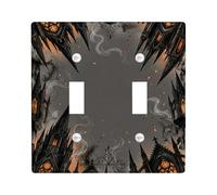 Gothic Double Light Switch Cover Plate, Halloween Dark Spire Lantern Halloween Black Plastic Standard Size Wall Switch Plates Accents for Bedroom Bathroom Kitchen Entrance Decor