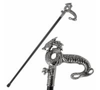 Gothic Dragon Cane Walking Stick, Single Point Walking Cane for Men, Collapsible 2 Pc Shaft Travel Stick for Mobility, Stability, Knee Support- Elderly Assistance Products(Silver)