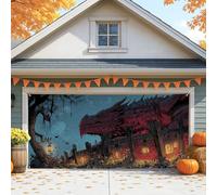 Gothic Dragon Garage Door Cover, Large Halloween Decorations for Outdoor and Indoor, Spooky Fall Decor for Halloween Party 157x71 Inch