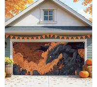 Gothic Dragon Garage Door Cover, Large Halloween Outdoor Decorations, Autumn Festive Party Decor 157x71 Inch