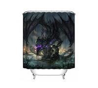 Gothic Dragon Shower Curtain - Mythical Black Purple Monster Dragon Bathroom Decor