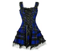 Gothic Dress for Women UK Sale Clearance Y2K Strappy Vintage Medieval Victorian Halloween Costume Goth Steampunk Clothing A-line Party Cocktail Carnival Ladies Plus Size 24 Blue