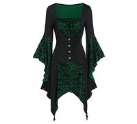 Gothic Dress Medieval Festival Fancy For Women Halloween Skeleton Bodycon V Neck Half Moon Sexy Costume Zombie Bride Role Play Victorian