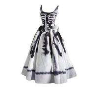 Gothic Dress Medieval Festival Fancy For Women Horror Costume Ladies Bloody Printed Hooded Cloak Cocktail Swing