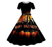 Gothic Dress Medieval Festival Fancy for Women Horror Costume Ladies Bloody Printed Zombie Bride Role Play Teens/Women Party Orange