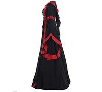Gothic Dress Medieval Festival Fancy For Women Witch With Hooded Cape Waist Smocked A-Line Dresses Costume Flare Sleeve Corset Halloween Carnival Cosplay