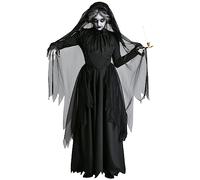 Gothic Dress Medieval Halloween Party Skeleton Bodycon Cottagecore Costumes Dresses Hooded Cloak Teens/Women