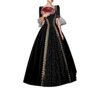 Gothic Dress Medieval Off Shoulder Sleeveless Horror Costume Ladies Lace Velvet Halloween Costumes Dresses Zombie Bride Role Play Cocktail Swing