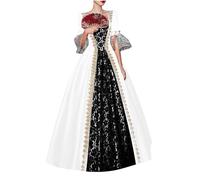 Gothic Dress Medieval Off Shoulder Sleeveless Horror Costume Ladies Lace Velvet Halloween Costumes Dresses Zombie Bride Role Play Cocktail Swing