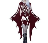 Gothic Dress Women's Bat Sleeves - Vampire Dresses Women's Bodycon Retro Bat Dress for Cosplay Party Vintage Bandage Dress Witch Party Dress Halloween Carnival Costume Fancy Dress Outfit Witch Dress