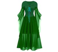 Gothic Dress Women's Witches Medieval Maxi Dress Women's Batwing Sleeves Festive Vintage Witch Dress Carnival Witch Outfit Vampire Bandage Dress for Cosplay Party Fancy Dress Outfit Pleated Dress