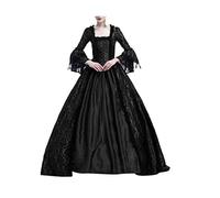 Gothic Dresses for Women Medieval Renaissance Maxi Dress Empire Waist Victorian Dress with Trumpet Sleeves Vintage Fancy Cosplay Party Dreesses Halloween Costumes