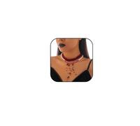 Gothic Dripping Blood Pearl Necklace for Women Layered Dripping Blood Choker Adjustable Goth Vampire Necklace Halloween Party Costume Accessory, One Size, Metal, No Gemstone