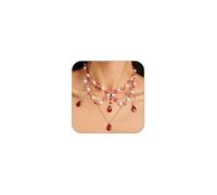 Gothic Dripping Blood Pearl Necklace for Women Layered Pearl Choker Necklace Punk Halloween Necklaces Halloween Party Vampire Costume Accessory, no, Metal, No Gemstone