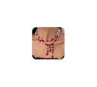 Gothic Dripping Blood Pearl Necklace for Women Layered Pearl Choker Necklace Punk Halloween Necklaces Halloween Party Vampire Costume Accessory, no, Metal, No Gemstone