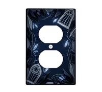 Gothic Duplex Outlet Covers Wall Plate, Dark Elegant Crystals Thorns Halloween Black Plastic Standard Size Decorative Receptacle Outlet Covers for Living Room Bedroom Home Office Decor