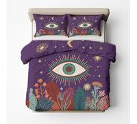Gothic Duvet Cover Sets King Size Bedding 3 Piece, Halloween Abstract Purple Pattern Reversible Quilt Cover & 2 Pillowcases, Soft Microfiber, Zip, Bedroom Decor & Gifts(HE117)