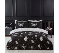 Gothic Duvet Quilt Cover Bedding Bed Set Black Skulls Halloween Moon Spiders