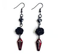 Gothic Earrings for Women Black Rose Flower Earring for Women Goth Earrings Halloween Punk Earring Y2k Jewelry Hypoallergenic Holiday Halloween Accessories Jewelry, L, Metal, No Gemstone