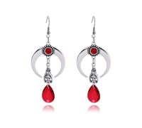 Gothic Earrings for Women Dangling Red Black Crystal Black Bat Earrings Vampire Earring Goth Vintage Bat Jewelry Halloween Costume Accessorie, L, Zinc, No Gemstone