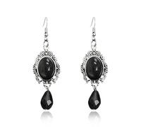 Gothic Earrings Goth Bloody Red Rose Cameo Dangle Vampire Skull Halloween Punk Style Jewelry, Metal, No Gemstone