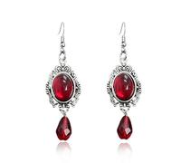 Gothic Earrings Goth Bloody Red Rose Cameo Dangle Vampire Skull Halloween Punk Style Jewelry, Metal, No Gemstone