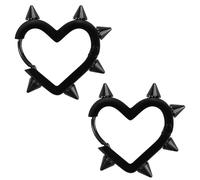 Gothic Earrings Spike Heart Hoop Earrings Gothic Black Heart Earring Punk Earring Emo Grunge Black Heart Jewelry Accessories for Women