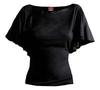 Spiral - Gothic Elegance - Boat Neck Bat Sleeve Top Black - 3XL