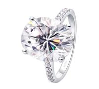 Gothic Engagement Ring, The Wedding Band 4 Prong Oval 9x12mm with 6ct Moissanite Silver 18.1K White Gold Size R 1/2
