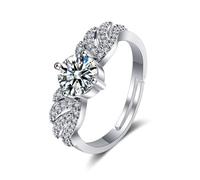 Gothic Engagement Ring, Wedding Band 18K White Gold Angel Wings with Lab Diamond Size V 1/2