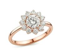 Gothic Engagement Ring, Womens Ring Set Flower with Moissanite 18K Rose Gold Size T 1/2