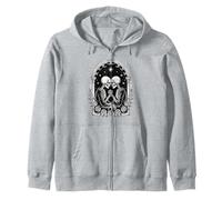 Gothic Eternal Lovers Skeleton Couple Roses Zip Hoodie