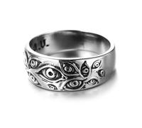 Gothic Evil Eye Ring Black Demon Eyes Band Rings Jewelry Fashion Punk Accessories For Men&Women 6 UK silver