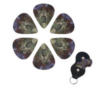 Gothic Fairy Garden Guitar Picks 6 Pack, 0.46mm Thickness Celluloid Bass Pick with Leather Guitar Pick Holder Keychain Abstract Art Pics Plectrum for Acoustic Electric Guitar, Ukulele, Bass