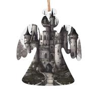 Gothic Fairy Tale Castle Print Wooden Christmas Ornaments,for Tree,Wall,Door Décor,Xmas Decorations with Heartwarming Charm