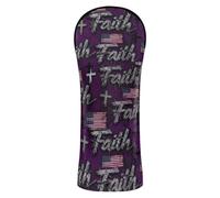 Gothic Faith Flag Purple Golf Head Covers Premium Leather Headcovers with Number Tag for Driver Hybrid and Fairway Woods