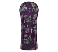 Gothic Faith Flag Purple Golf Head Covers Waterproof Headcovers with Number Tags for Woods and Driver Hybrid