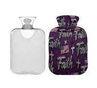 Gothic Faith Flag Purple hot Water Bottle with Soft Cover 2L Warm Water Bottle for Bed for Hot and Cold Therapies Sore Muscle bolsas para agua Caliente