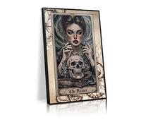 Gothic fantasy art print, reader's tarot wall art, dark mystical wall decor, gift for tarot book lovers(L18 xW12-Metal-Framed)