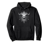 Gothic Fantasy Beast - Intricate Monochrome Line Artwork Pullover Hoodie