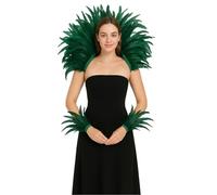 Gothic Feather Shoulder Decor & Wrist Cuffs Set, Women Fancy Dress Accessories for Carnival, Halloween Masquerade Party