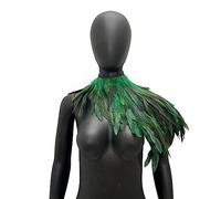 Gothic Feather Shrug Shawl Collar Necklace Halloween Costume Epaulettes, Cloak Black Fancy Dress Women's Feather Cloak Cape Feather Boa Feather Scarf Gothic for Cosplay Fancy Dress Hallowee