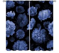 Gothic Floral Curtains,Country Retro Bohemian Flowers Aesthetic Art Print Drapes for Bedroom Living Room Kitchen Window Treatment 2 Panels Set Total Size 42" W X 45" L Inch