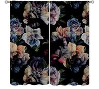 Gothic Floral Curtains,Vintage Boho Spring Flowers Plants Home Decor Drapes for Bedroom Living Room Kitchen Window Treatment 2 Panels Set Total Size 52" W X 84" L Inch